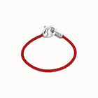Red leather bracelet with interlocking carabiner