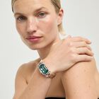 Rigid bracelet with a rectangular green faceted crystal