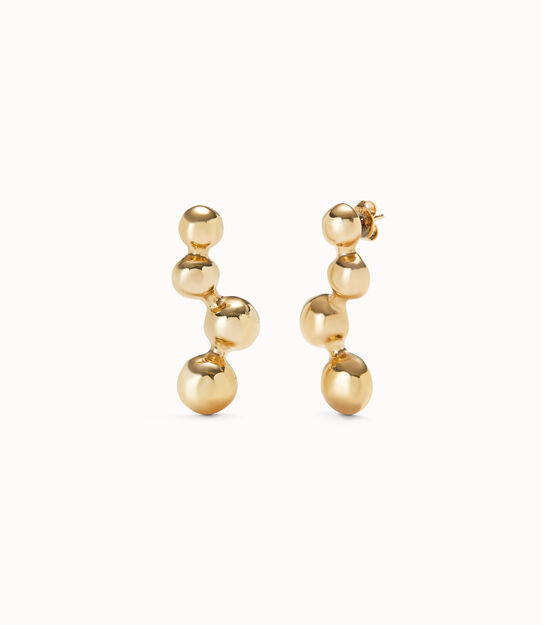 18k gold-plated earrings with four bubble shaped beads
