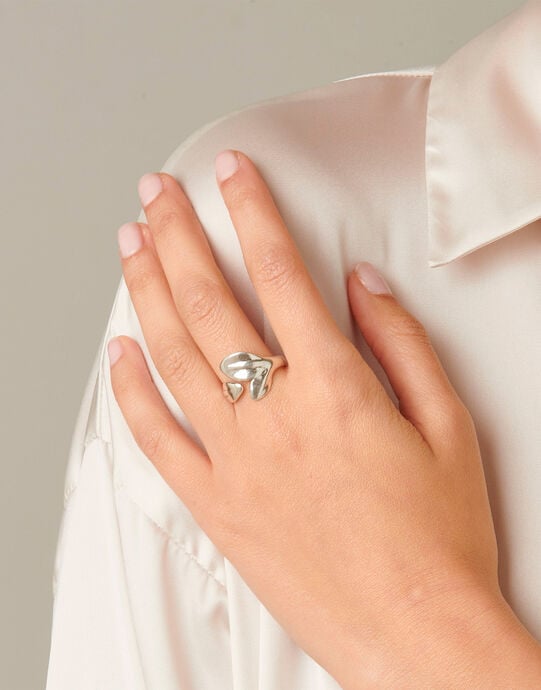 Leaf‑shape ring, Silver, large