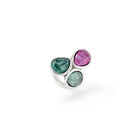 Ring with three multicoloured drop-shaped faceted crystals