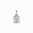 Sterling silver-plated padlock charm with topaz letter B
