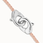 Pink leather bracelet with interlocking carabiner