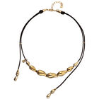 Collier en cuir aux gouttes dor&eacute;es entrelac&eacute;es