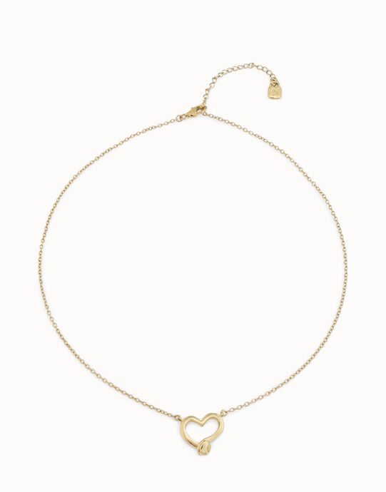 Chain pendant necklace  with heart, Golden, large