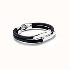 Double strand lether bracelet with two tubes