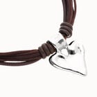 Brown leather and silk thread necklace with heart detail