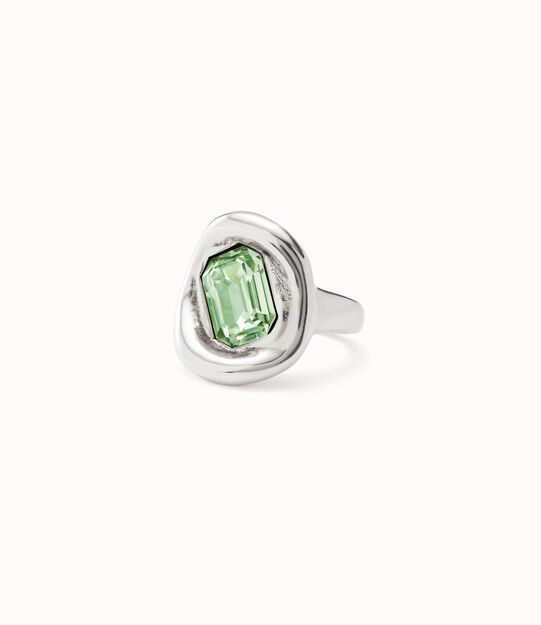 Anillo ba&ntilde;ado en plata de ley con cristal turquesa