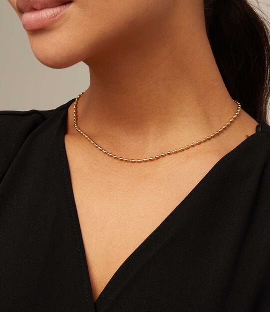 Short oval link chain necklace, Golden, large
