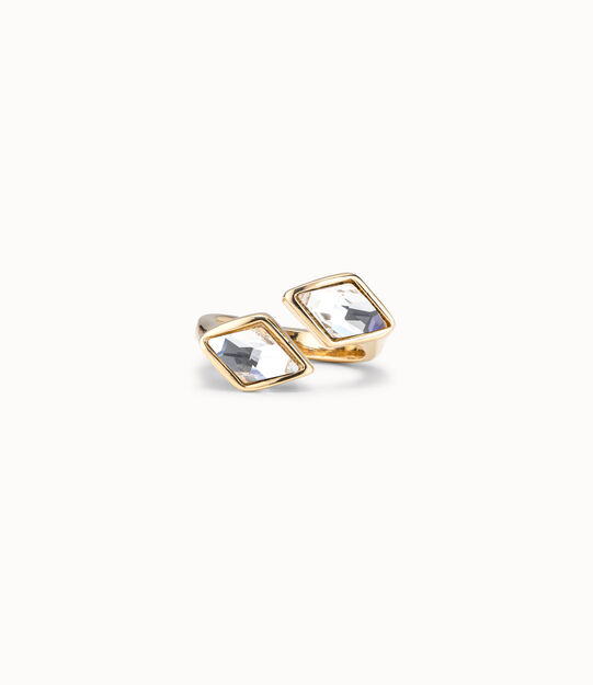 Open ring with two crystals