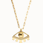 Long pendant chain necklace with central eye
