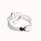 Multi strand leather beaded bracelet with a heart