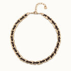 Short leather necklace with links