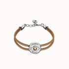 Double cream leather birthstone bracelet with eye