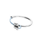 Blue leather bracelet with butterfly ornament