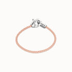Pink leather bracelet with interlocking carabiner