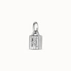 Sterling silver-plated padlock charm with topaz letter K