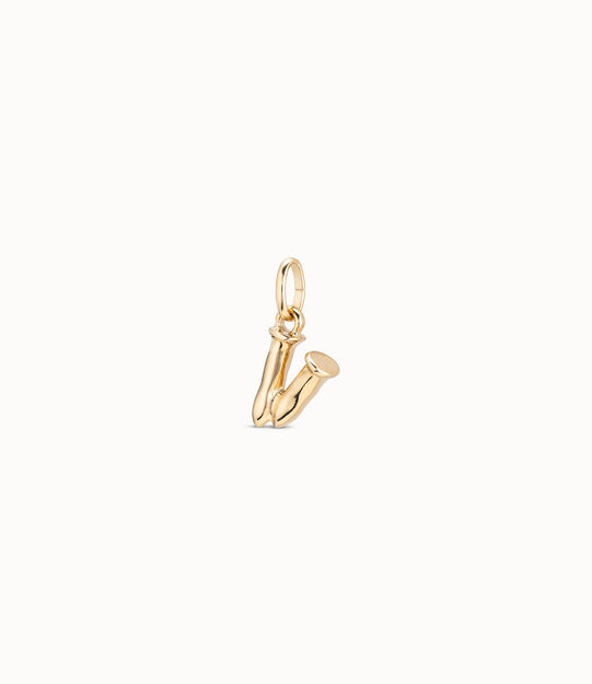 Medium V initial charm, Golden, large