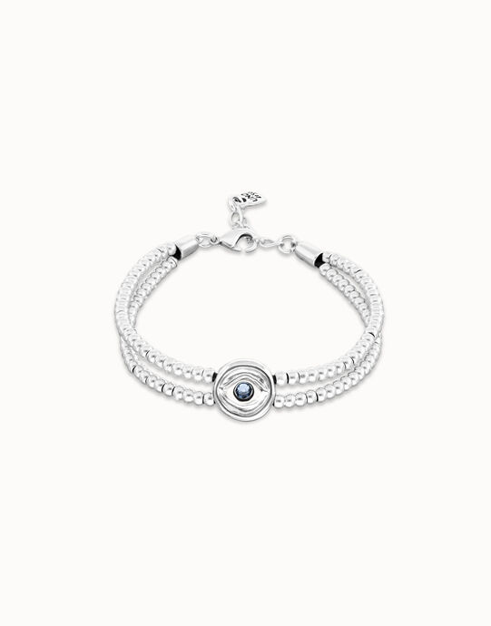 Two-strand beaded bracelet with an eye-shaped charm