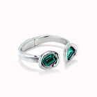 Pulsera r&iacute;gida ba&ntilde;ada en plata de ley y dos cristales verdes