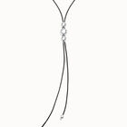 Collier long avec trois boules centrales plaqu&eacute;es argent