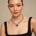 Collar ba&ntilde;ado en plata de ley con cristal azul