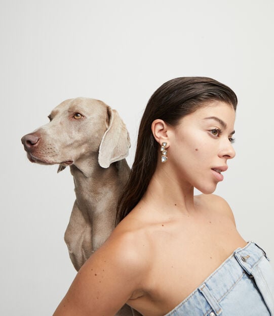 Drop earrings with multicolored crystals, Golden, large