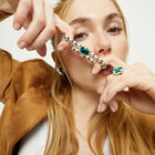Beaded bracelet with oval faceted green crystal