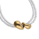 Multi-strand necklace with two intertwined drops