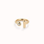 Anillo abierto ba&ntilde;ado en oro 18k con topacio blanco