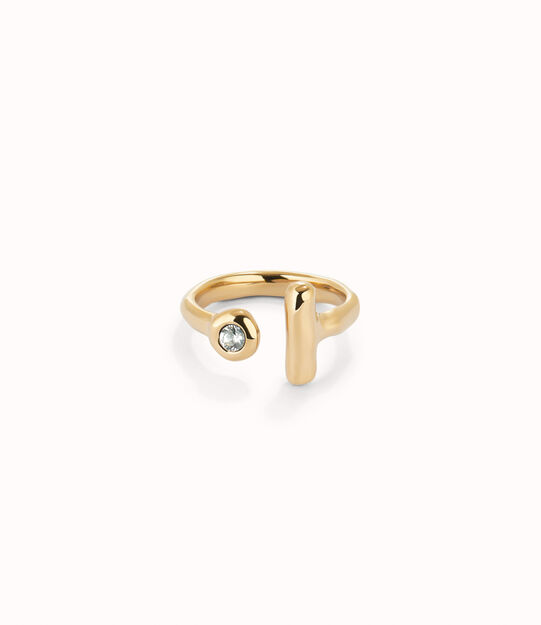 Open 18K gold-plated ring with white topaz