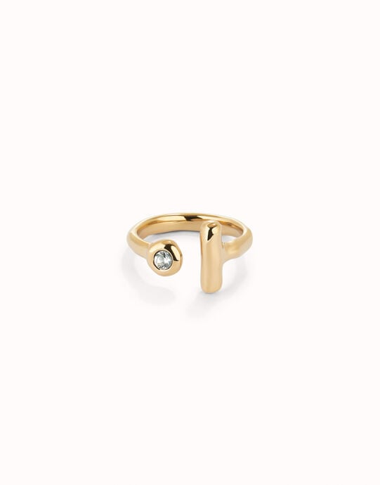 Anillo abierto ba&ntilde;ado en oro 18k con topacio blanco