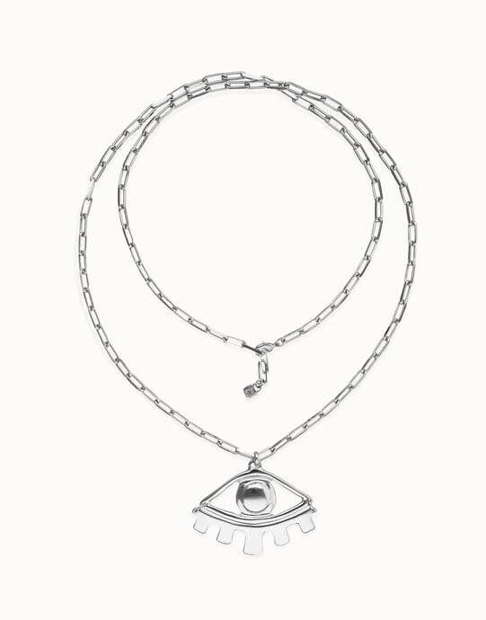 Long pendant chain necklace with central eye