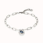Short link chain pendant necklace blue crystal
