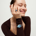 Bangle bracelet with faceted blue crystal
