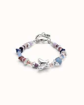 Bracciale placcato argento Sterling con cristalli artigianali multicolore