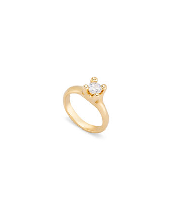 18K gold-plated ring with white cubic zirconia