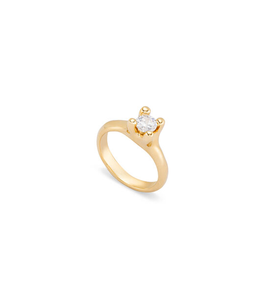 18K gold-plated ring with white cubic zirconia