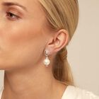 Sterling silver-plated drop earrings with pearl
