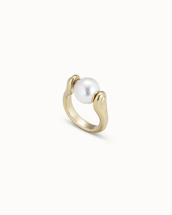 18K gold-plated ring with small pearl
