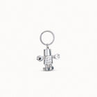Sterling silver-plated engraved robot and logo key-ring