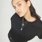 Double necklace with two rectangular faceted crystals