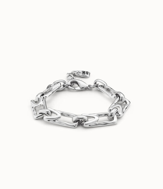 Sterling silver-plated chain bracelet with rectangular