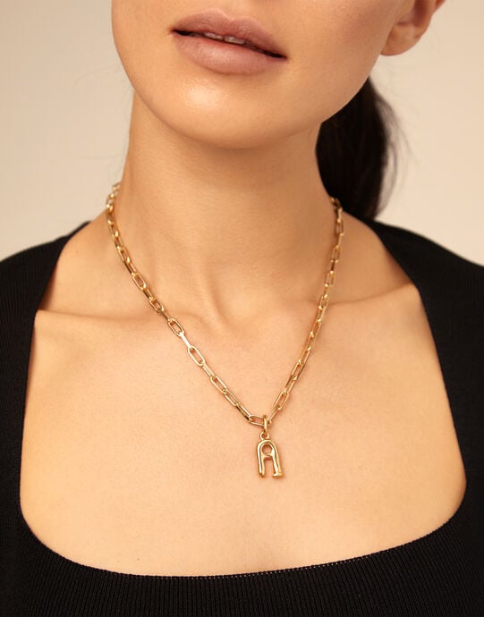 Medium A initial charm, Golden, large