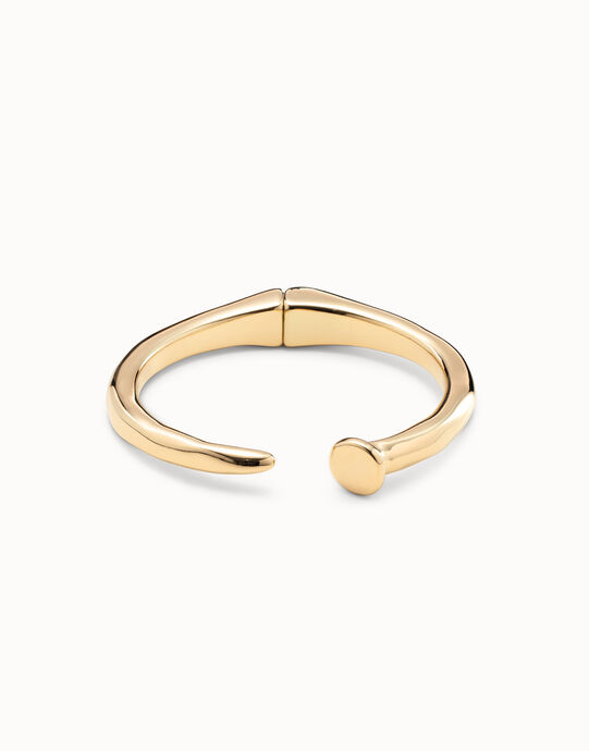 Brazalete con forma de clavo ba&ntilde;ado en oro de 18k
