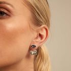 Pendientes ba&ntilde;ados en plata de ley con multiposicion con cristal peque&ntilde;o grisy y cristal grande blanco