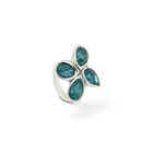 Ring with four green drop-shaped faceted crystals