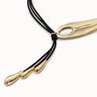 Leather necklace with fringes with drops