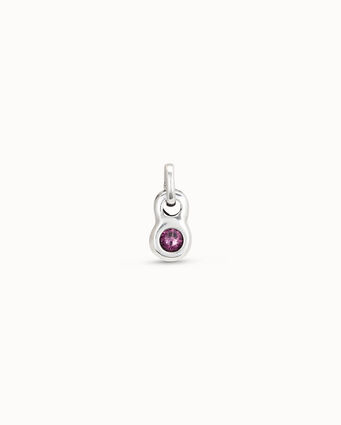 Charm placcato argento Sterling di forma rotonda e un cristallo rosa