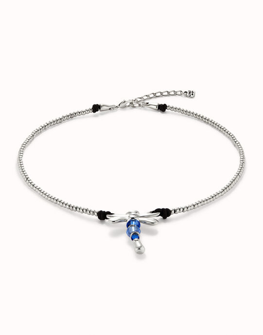 Short pendant necklace with dragonfly